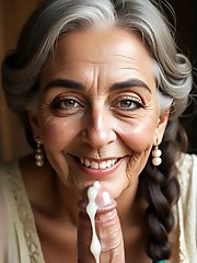 An older woman is masturbating alone