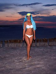 Bikini on Sunset Background