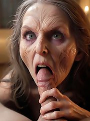 Elderly partner removes seductive lingerie