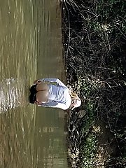 Young mature womans buttocks outdoors